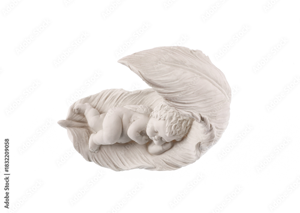 Obraz premium Sleeping angel figurine isolated on white background