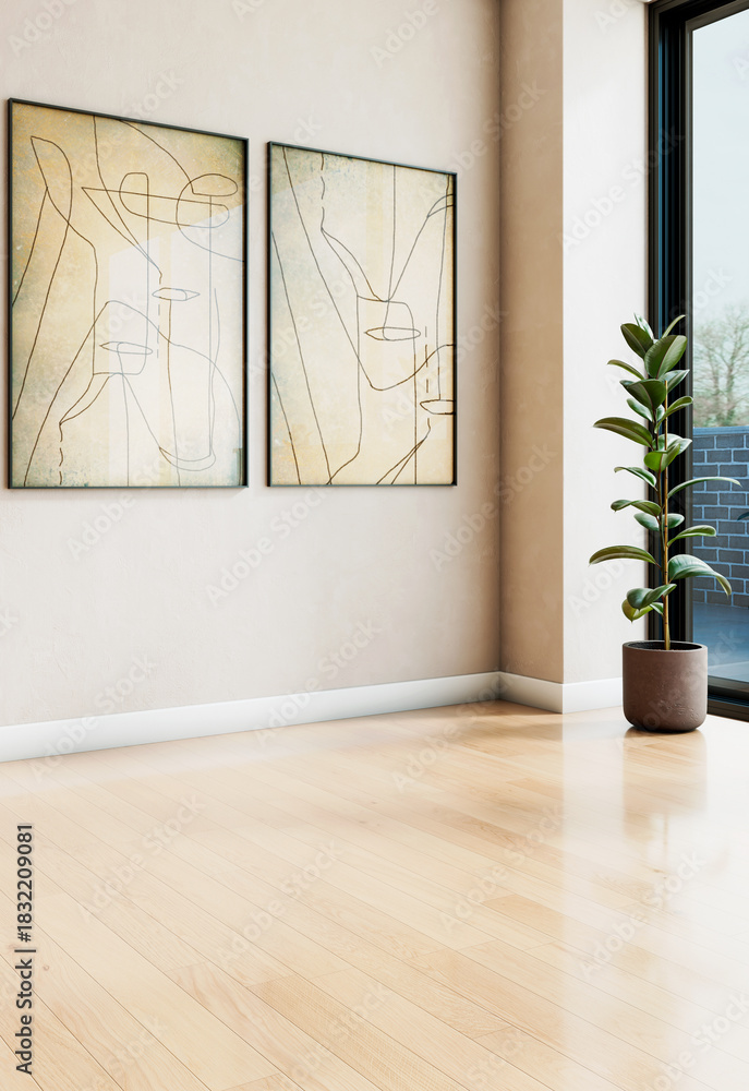 Fototapeta premium Large luxury modern bright interiors Living room mockup illustration 3D rendering image