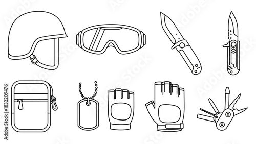 "War Accessories Line Art Collection