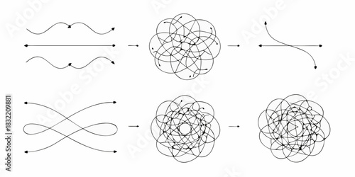Abstract geometric patterns evolving through intersecting lines and curves