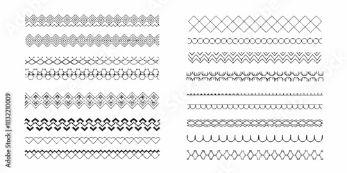 Collection of hand drawn decorative borders and patterns