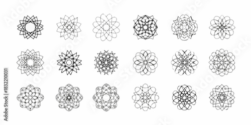 Collection of intricate geometric mandala designs
