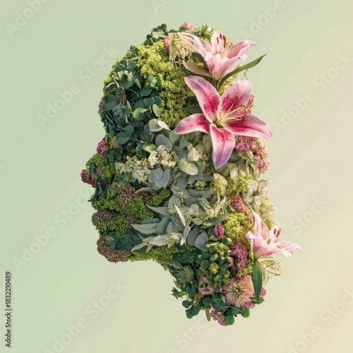 Floral Face - A Botanical Portrait of Natures Beauty and Human Form.