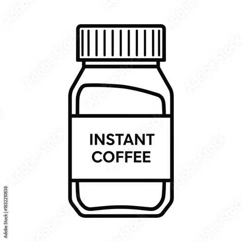 Simple outline illustration of an instant coffee jar with label