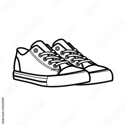 Simple line drawing of a pair of classic canvas sneakers