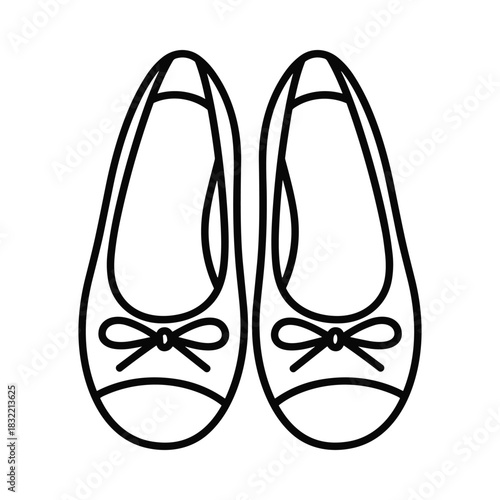 Simple line art illustration of ballet flats with bows
