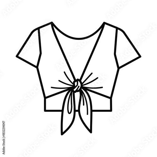 black tie-front top outline clip art preview