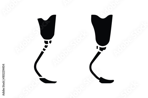 Prosthetic Leg Silhouette Icon Collection on White Background