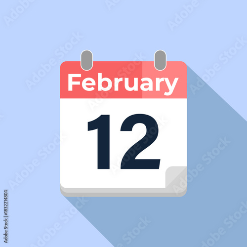February 12 Vector Calendar
Modern flat color vector calendar with date