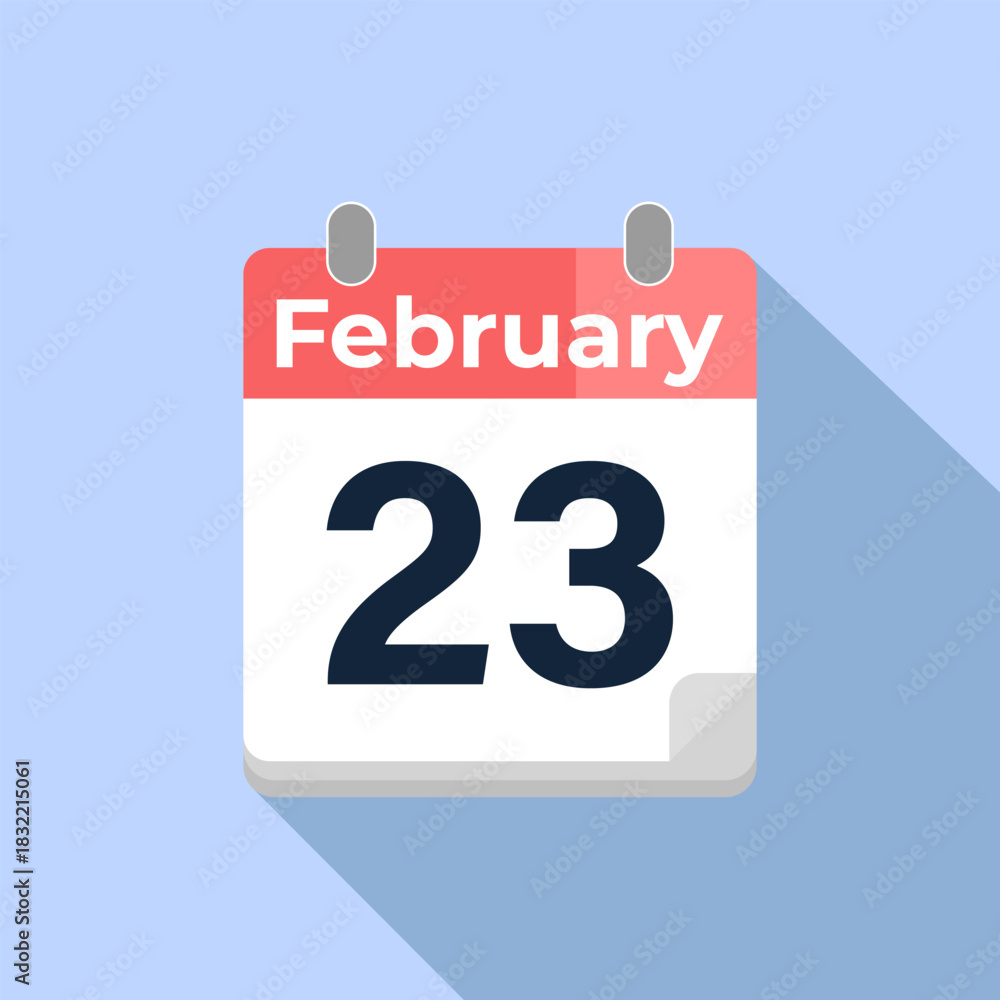 Fototapeta premium February 23 Vector Calendar Modern flat color vector calendar with date