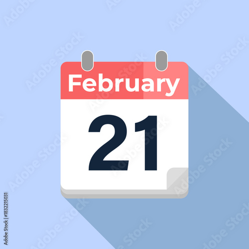 February 21 Vector Calendar
Modern flat color vector calendar with date