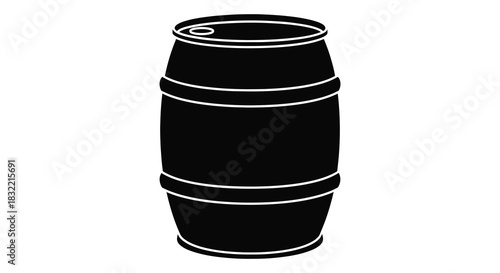 A classic wooden barrel design with distinct bands and a simple striking silhouette