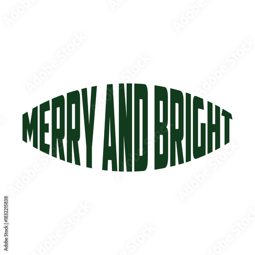 Festive merry and bright christmas typography t shirt design with holly accents