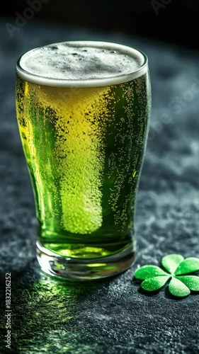 Beer in a glass on St. Patrick's Day celebration.