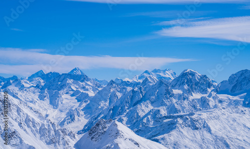 snow covered mountains in winter