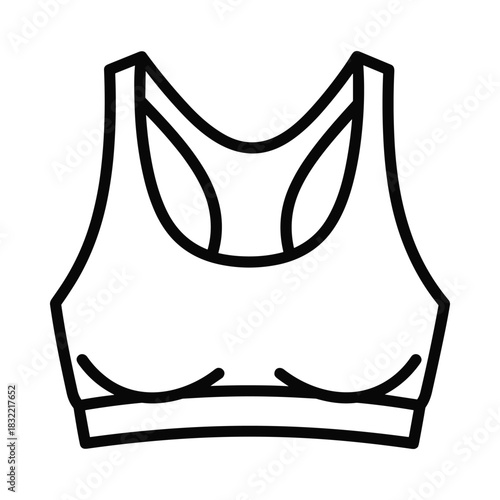 Simple line art illustration of a sports bra for athletic activities and fitness