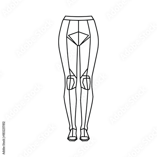 Line drawing of a human figure s legs and lower torso wearing athletic leggings