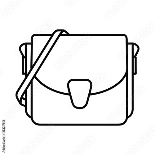 Simple outline illustration of a classic crossbody shoulder bag