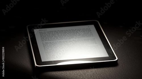 Tablet device on a dark surface close up studio