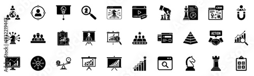 Product Strategy & Roadmap Icons – Planning, UX Research, Prioritization & Execution Symbols