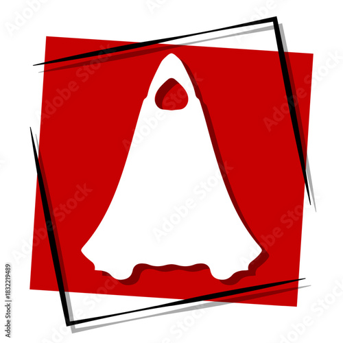 dark robes, red banner in a frame. Vector illustration on a white background.