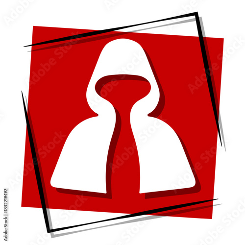 dark robes, red banner in a frame. Vector illustration on a white background.