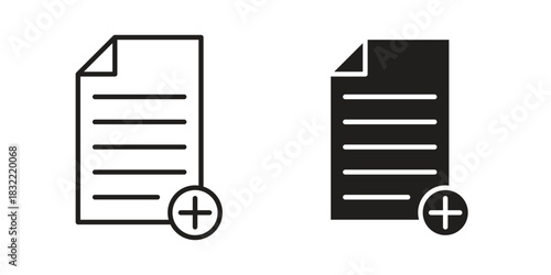 Add document icon symbol. Classic flat and linr style