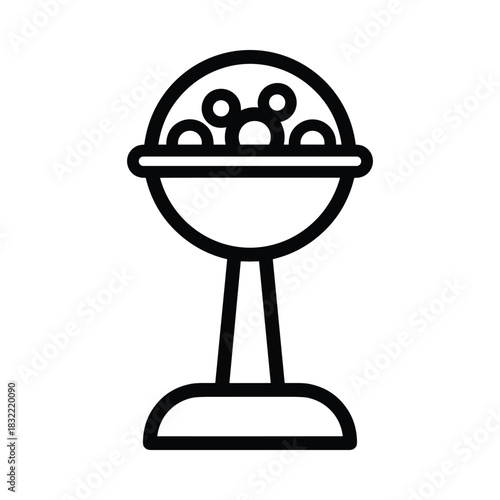 Simple outline icon of a classic barbecue grill with coals inside