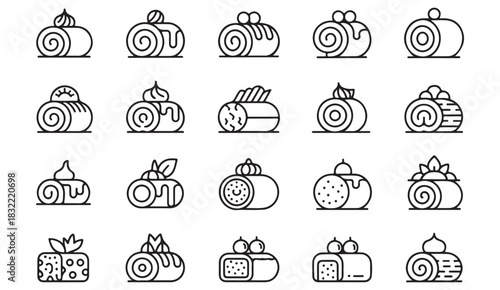 Modern dessert icon pack ideal for bakeries, cafés, recipe graphics, and food design