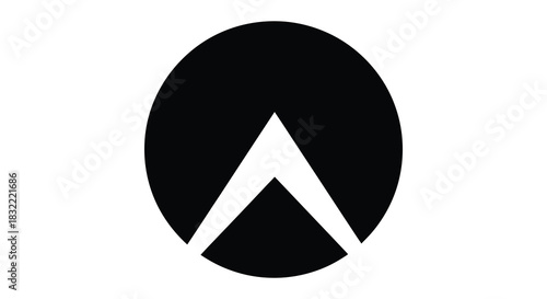 a stark black circle with a white chevron shape cut out modern design silhouette