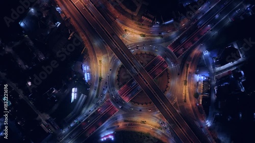 Expressway, Self-driving autonomous electric cars of the future with elements move along a busy traffic intersection. Artificial Intelligence, Car Scan, GPS Tracking, Smart Roads, IoT, highway	