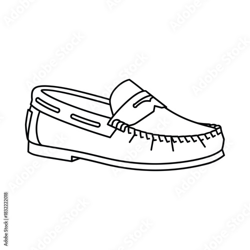 Simple line drawing of a classic penny loafer shoe