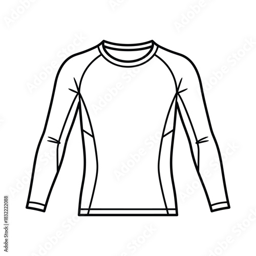 Technical long sleeve t shirt outline drawing for apparel design and fashion illustration