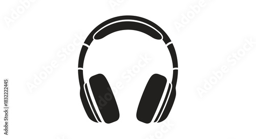 Simple black headphones graphic design illustration with a modern style and bold outline silhouette