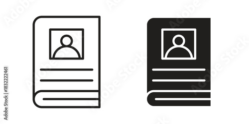 Biography icon symbol. Classic flat and linr style