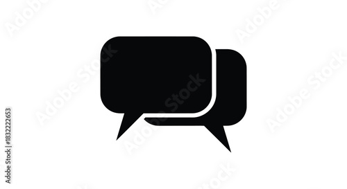 Two overlapping black speech bubbles communicating ideas and dialogue simplistic design silhouette