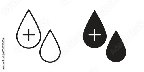 Blood drops icon symbol. Classic flat and linr style