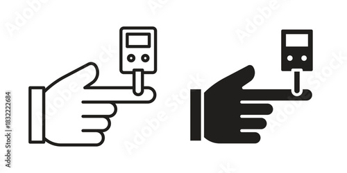 Blood sugar test icon symbol. Classic flat and linr style