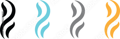 Abstract smoke swirl vector set – wispy steam stems, curling mist plumes and wavy vapor elements icons isolated on transparent background for decorative design, aroma concept