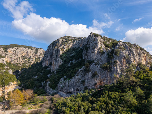 Rocky mountains creating narrow gorge in Gokdere Turkiye