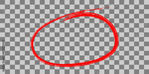 Hand drawn red circle highlighting important information on transparent background