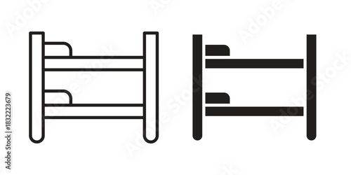 Bunk bed icon symbol. Classic flat and linr style