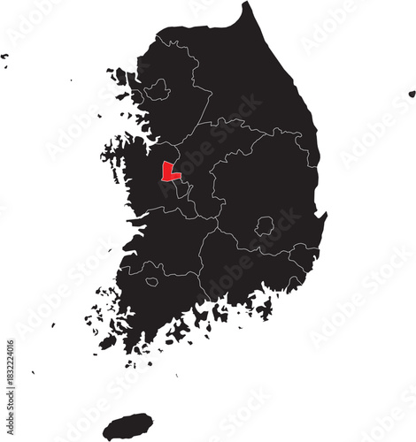 Chongju Province on the Map of South Korea Vector Editable