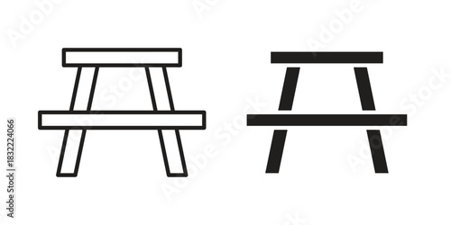 Camping table icon symbol. Classic flat and linr style