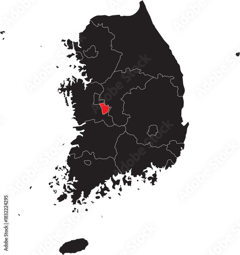 Daejeon Province on the Map of South Korea Vector Editable