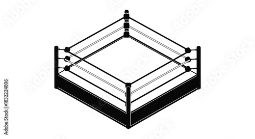 an overhead view of a wrestling ring structure showcasing its ropes and posts silhouette