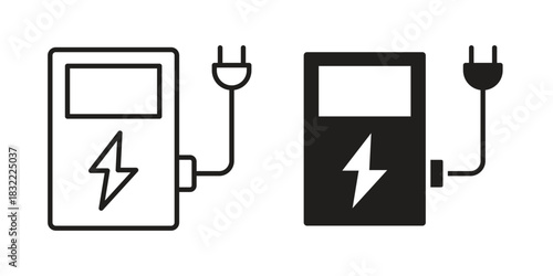 Charging station icon symbol. Classic flat and linr style
