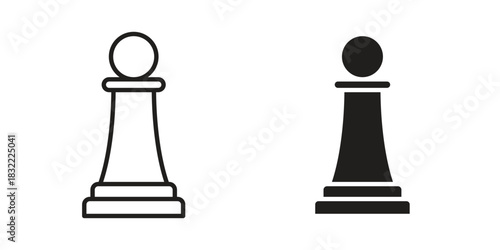 Chess pawn icon symbol. Classic flat and linr style