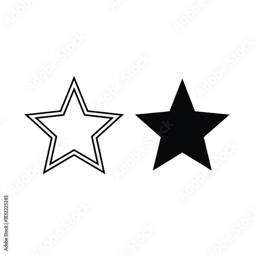 Two star icons one outline and one solid black shape