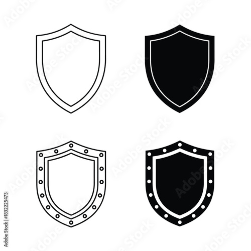 Shield icons collection security protection safety and defense in black and white